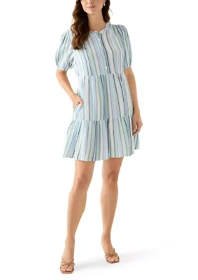 Women's Tiered Gauze Stripe Mini Dress