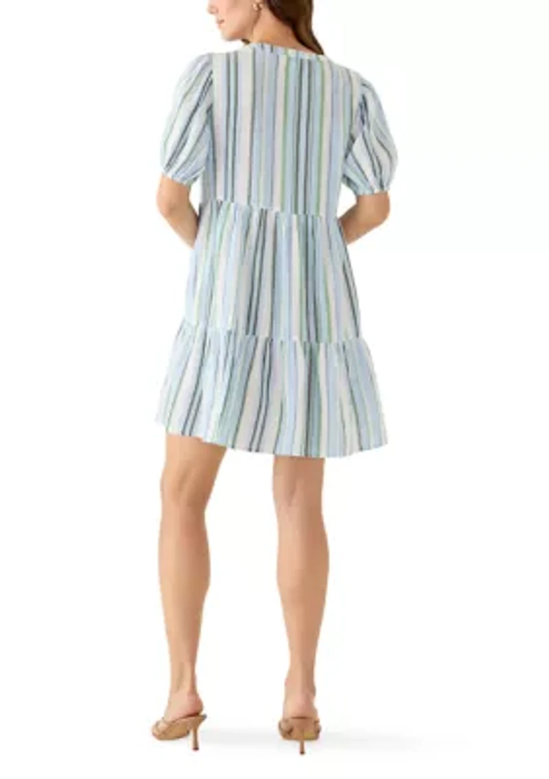 Women's Tiered Gauze Stripe Mini Dress