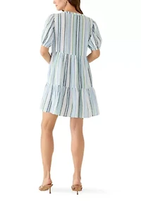 Women's Tiered Gauze Stripe Mini Dress