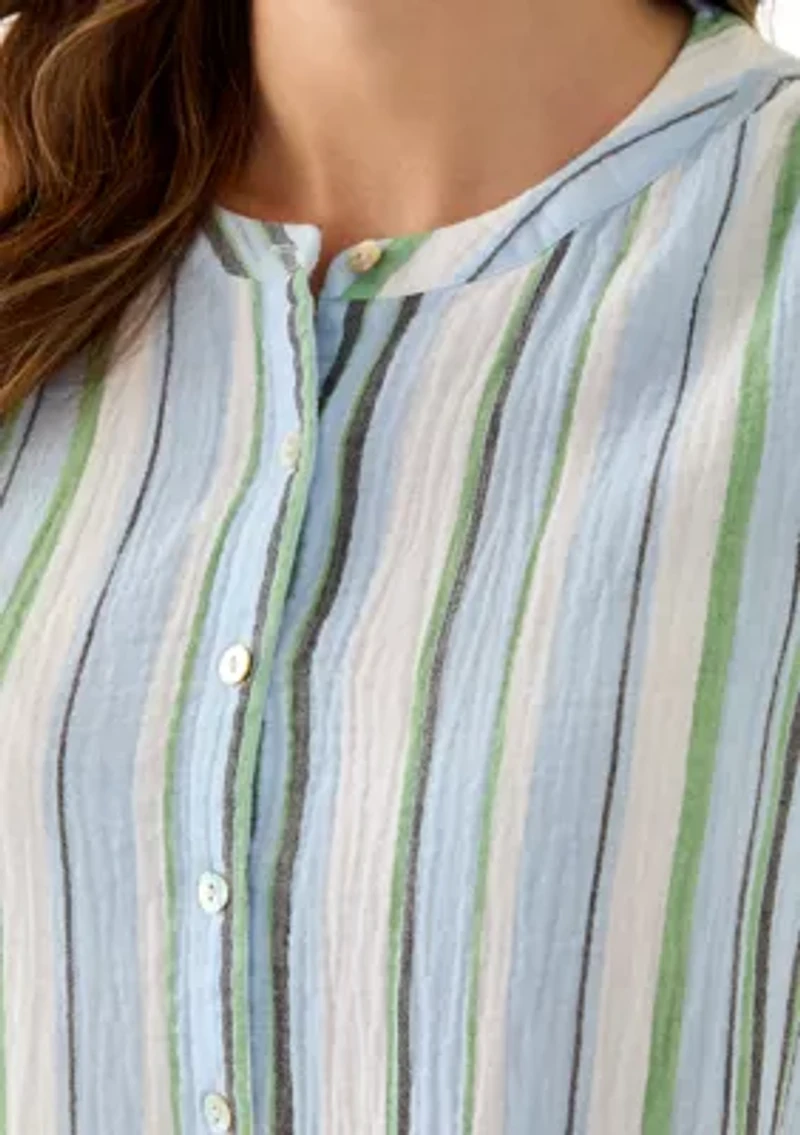 Women's Tiered Gauze Stripe Mini Dress