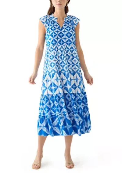 Women's Cap Sleeve Tiered Printed Maxi Dress