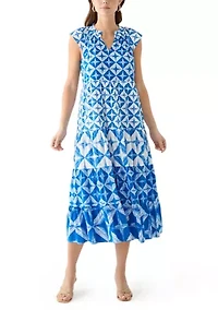 Women's Cap Sleeve Tiered Printed Maxi Dress
