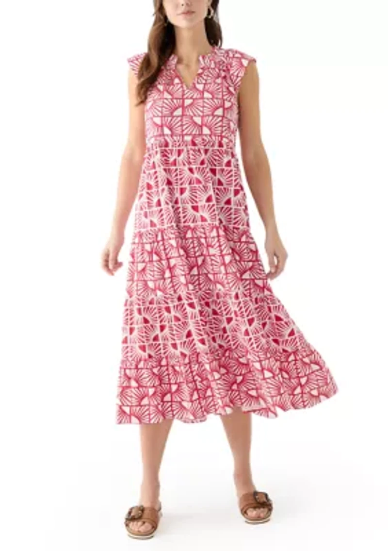 Women's Cap Sleeve Tiered Printed Maxi Dress