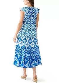 Women's Cap Sleeve Tiered Printed Maxi Dress