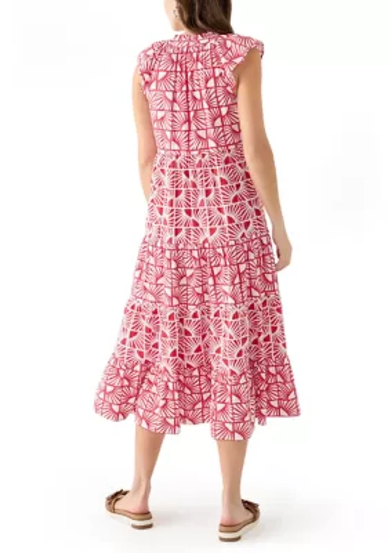 Women's Cap Sleeve Tiered Printed Maxi Dress