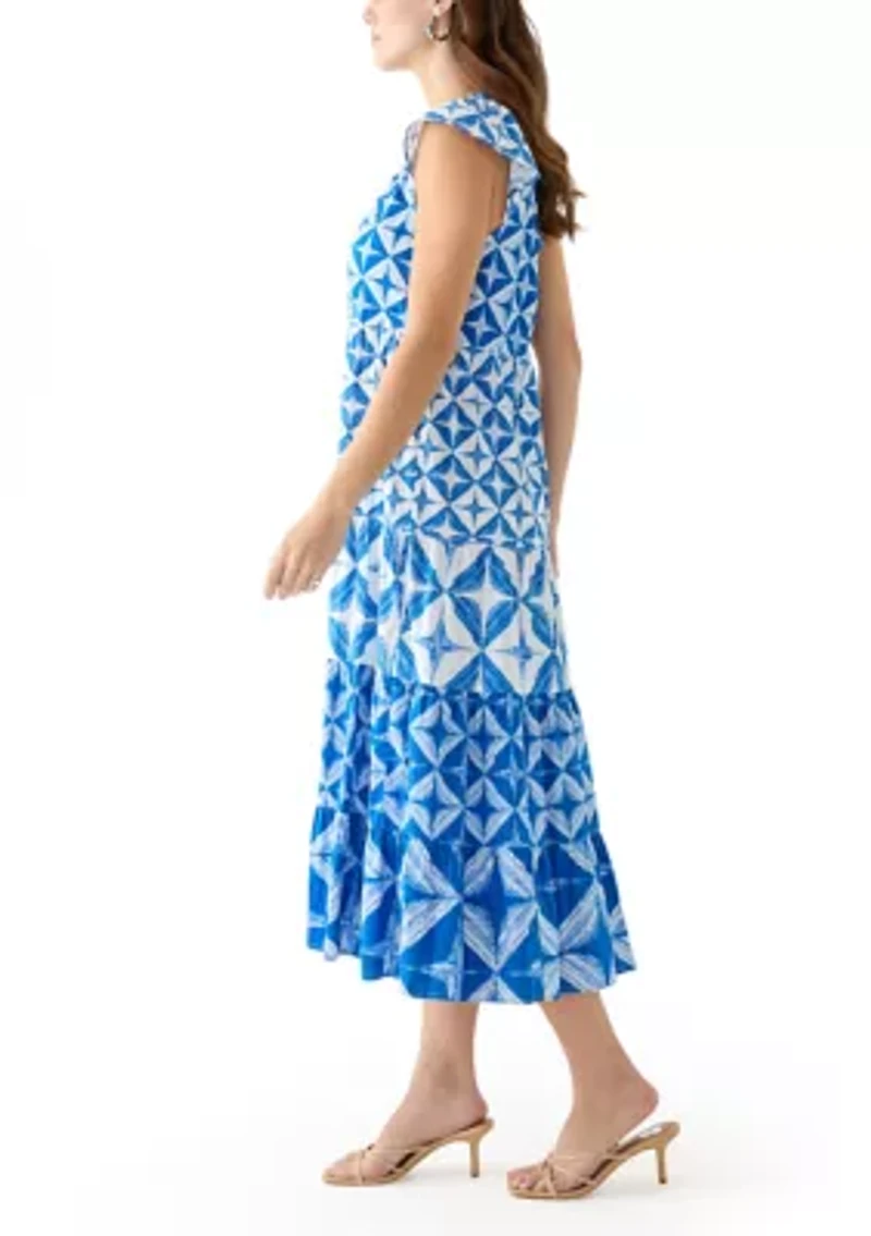 Women's Cap Sleeve Tiered Printed Maxi Dress