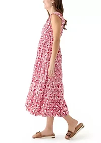 Women's Cap Sleeve Tiered Printed Maxi Dress