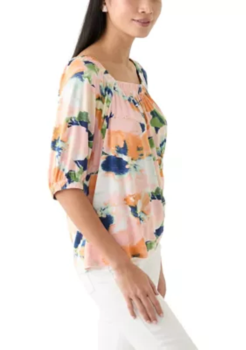 Women's Printed Square Neck Top