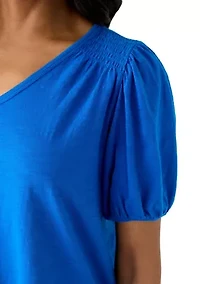 Women's Smocked Shoulder Top
