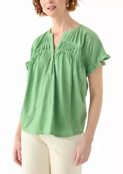 Women's Short Sleeve Shirred Top
