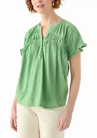 Women's Short Sleeve Shirred Top