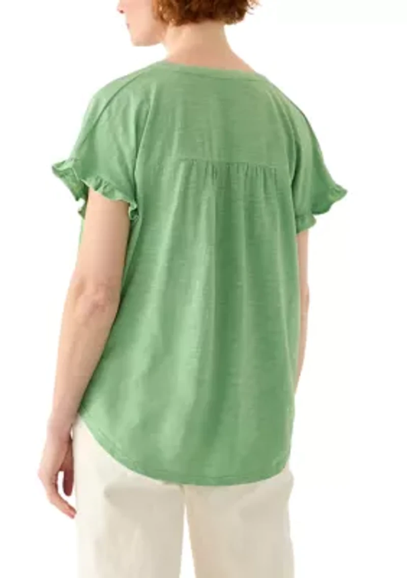 Women's Short Sleeve Shirred Top