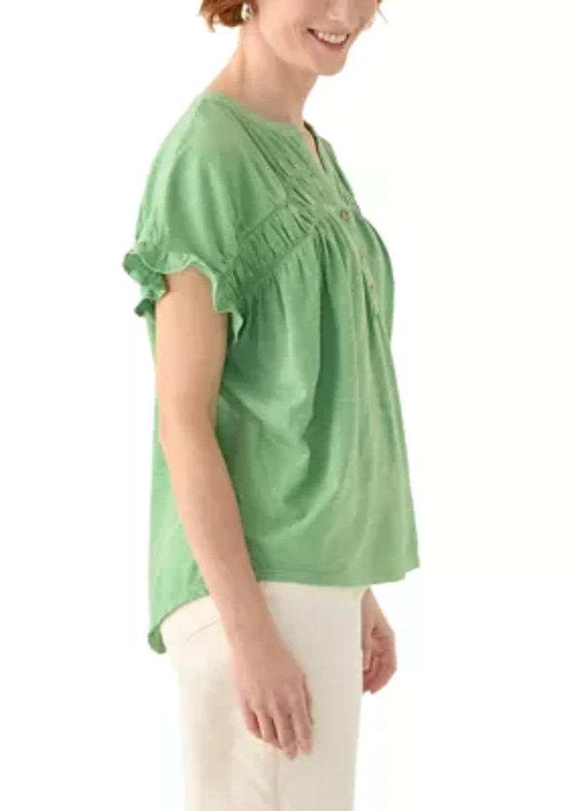 Women's Short Sleeve Shirred Top