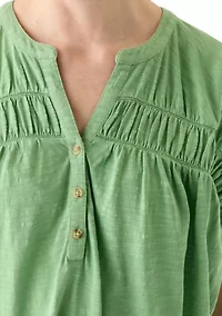 Women's Short Sleeve Shirred Top