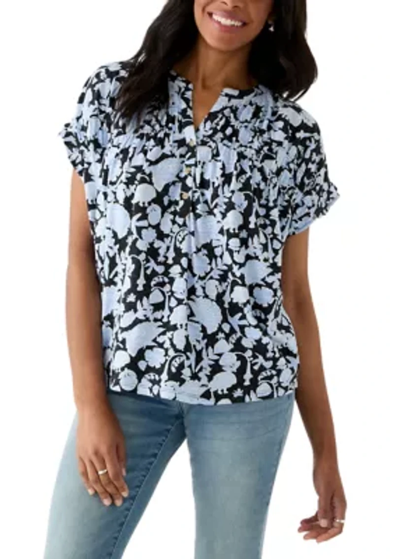 Women's Shirred Printed Top