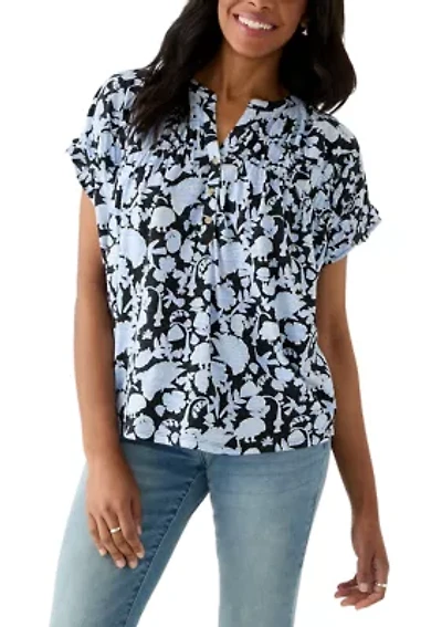 Women's Shirred Printed Top