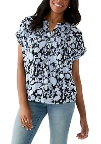 Women's Shirred Printed Top