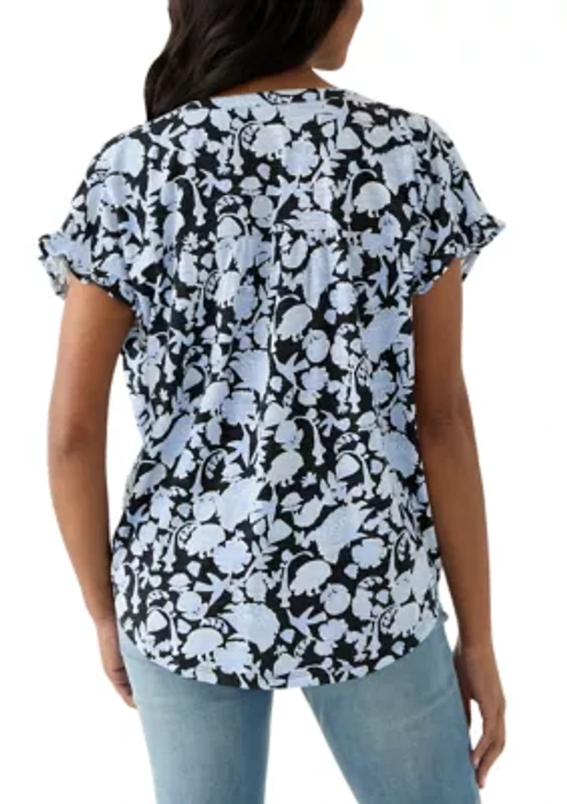 Women's Shirred Printed Top