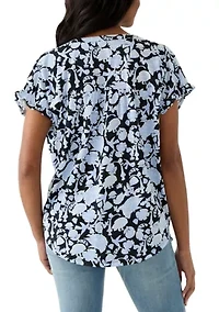 Women's Shirred Printed Top
