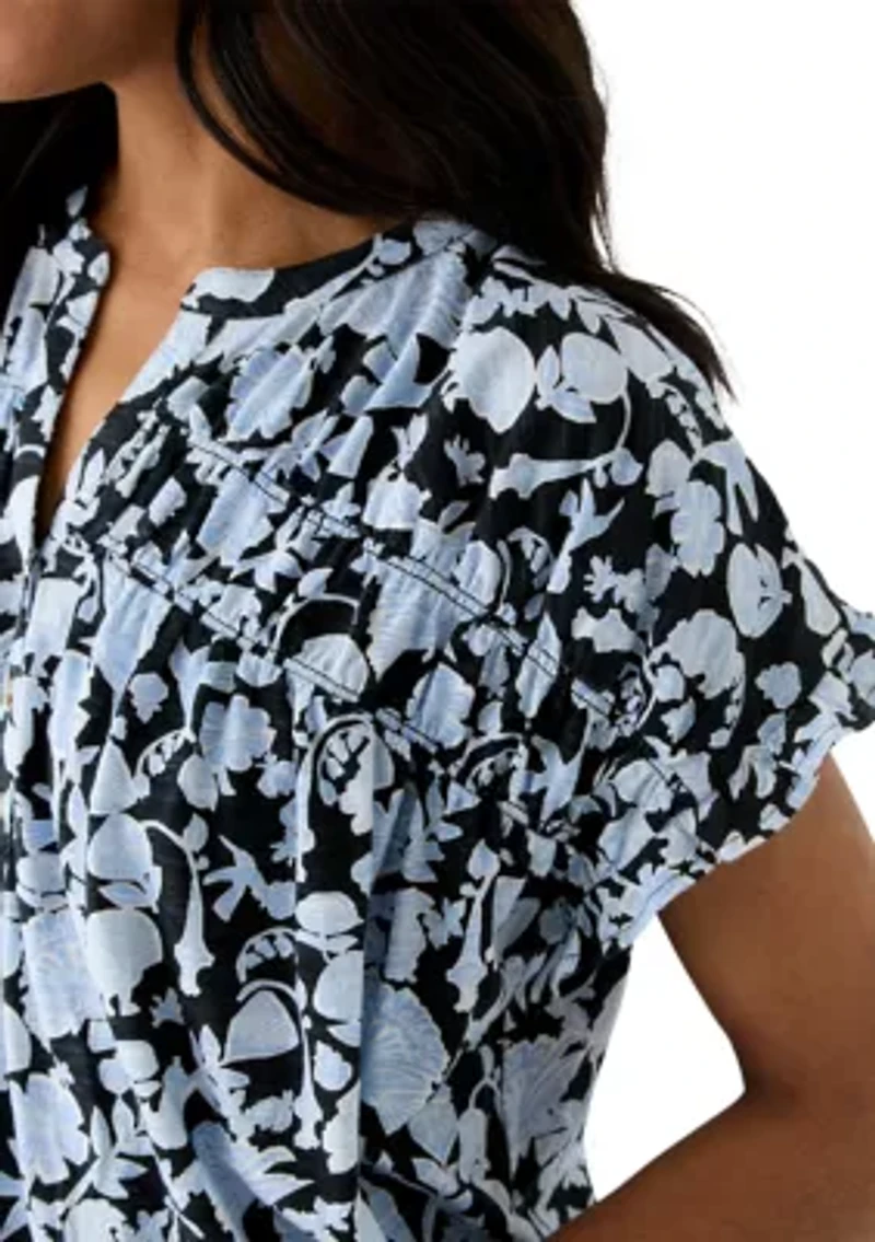 Women's Shirred Printed Top