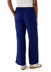 Women's Mid Rise Pull On Wide Leg Solid Pants
