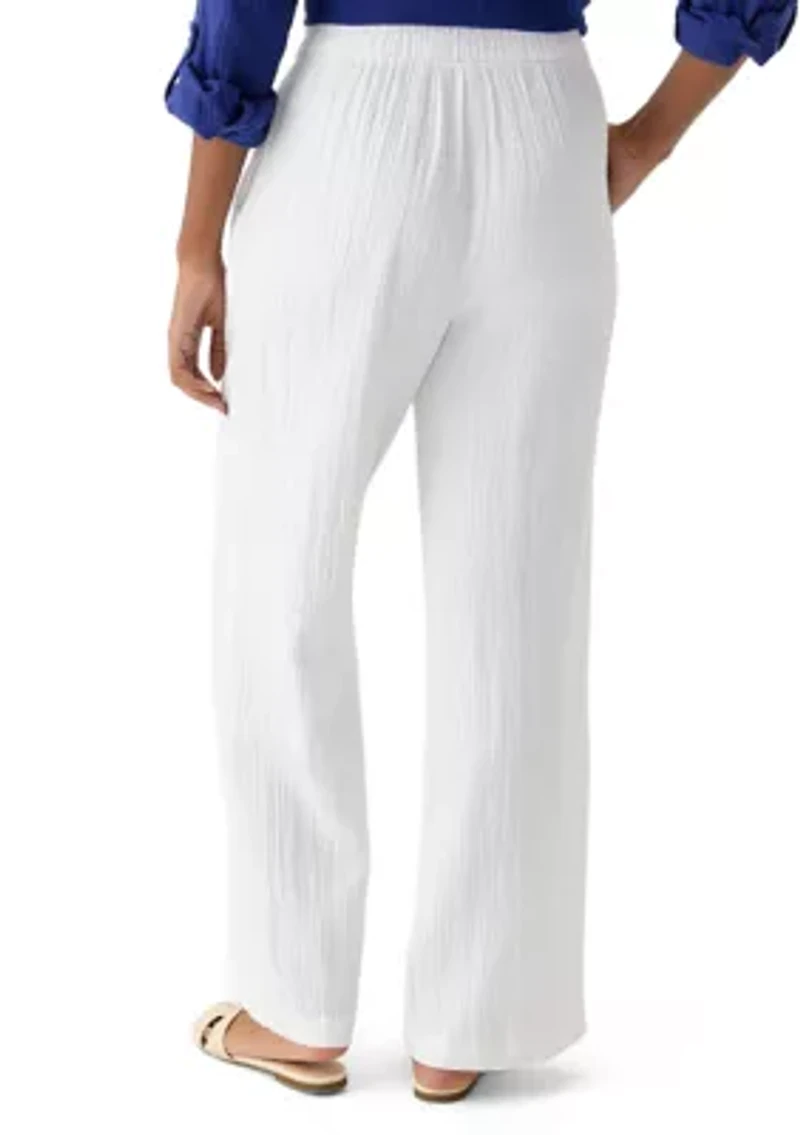 Women's Mid Rise Pull On Wide Leg Pants
