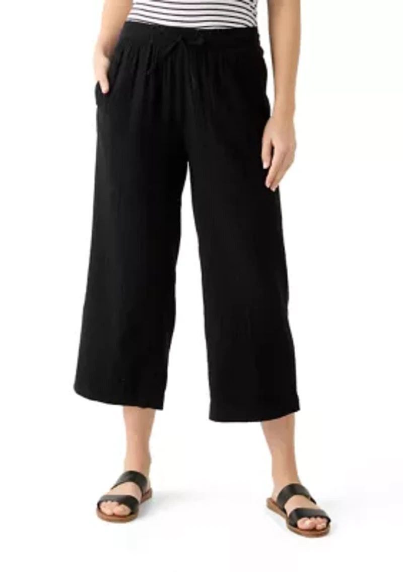 Women's High Rise Tie Waist Ankle Pants