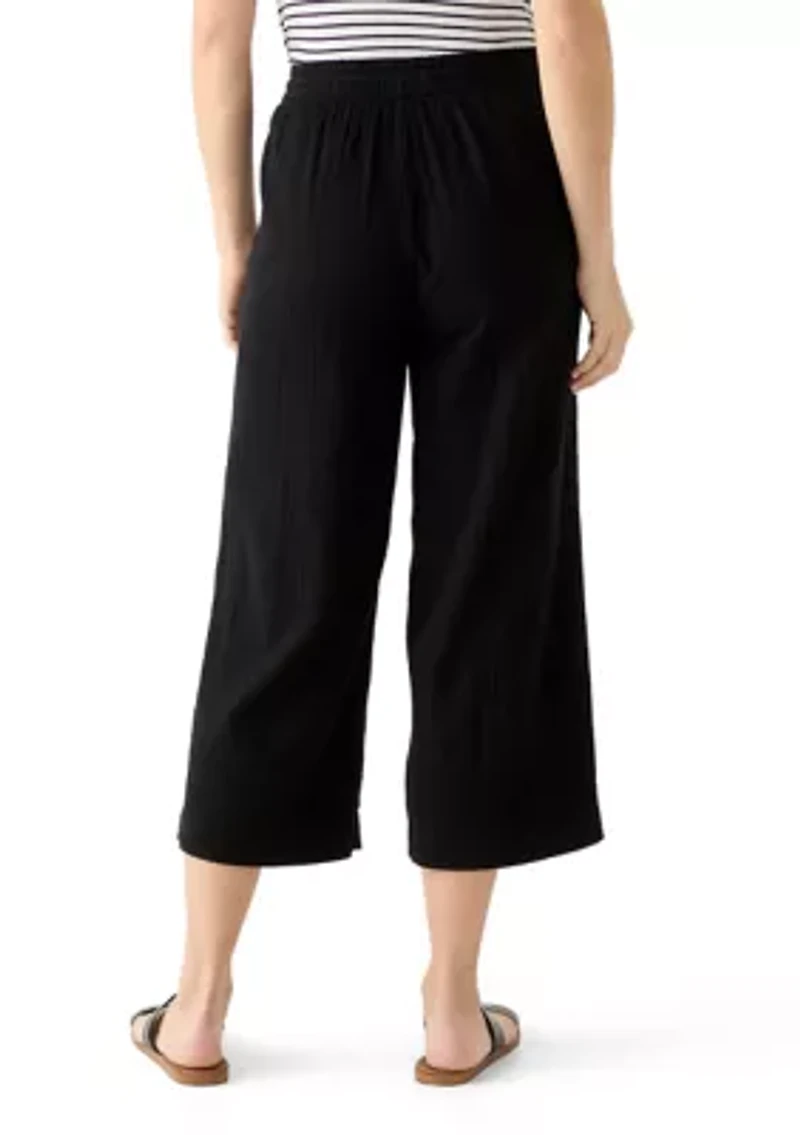 Women's High Rise Tie Waist Ankle Pants