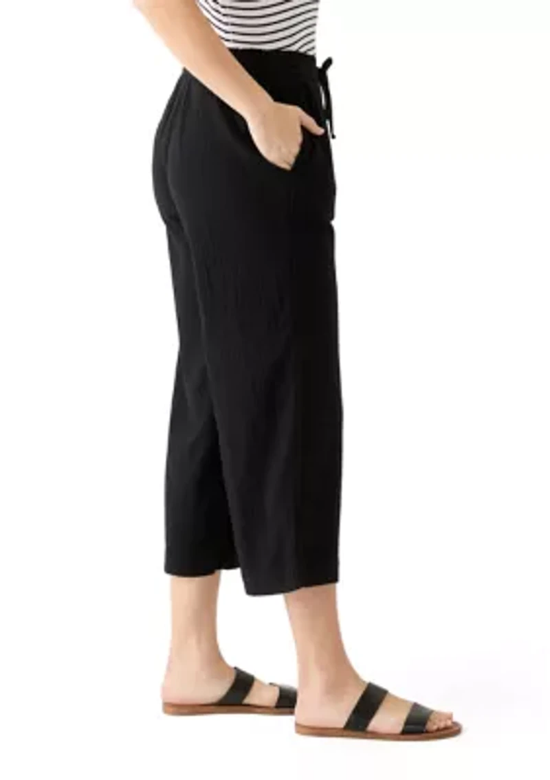 Women's High Rise Tie Waist Ankle Pants