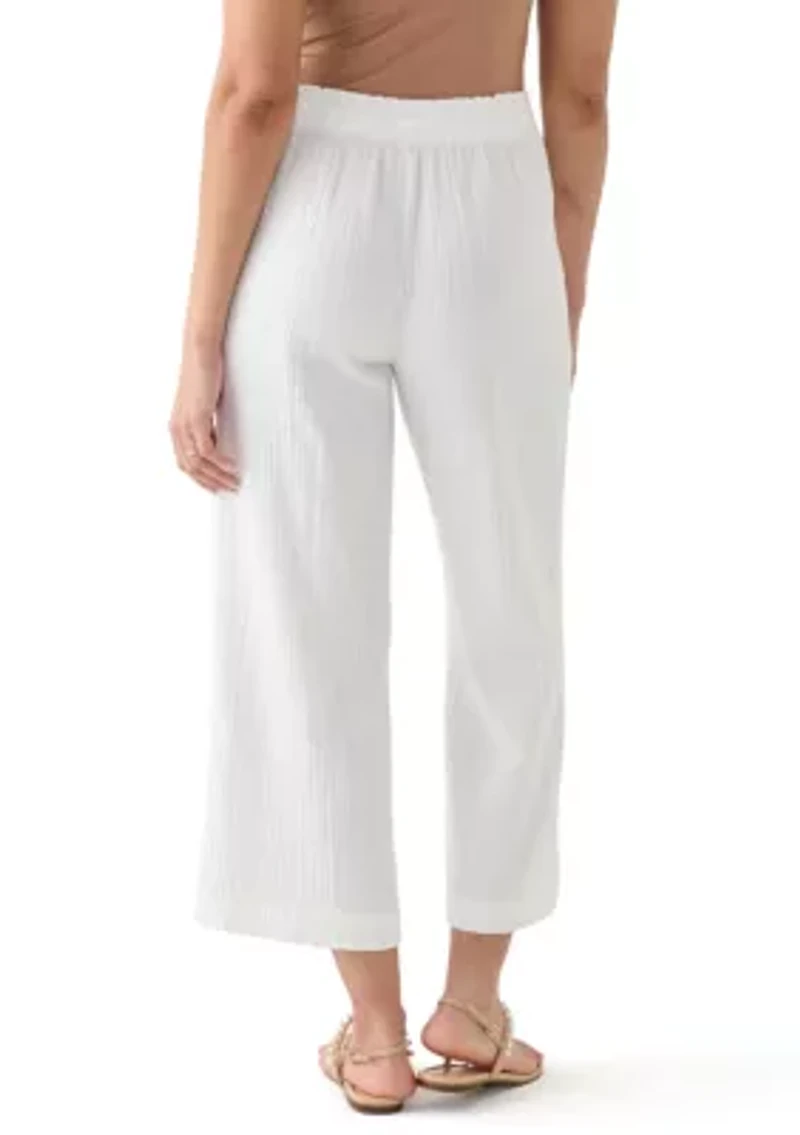 Women's High Rise Tie Waist Ankle Trousers