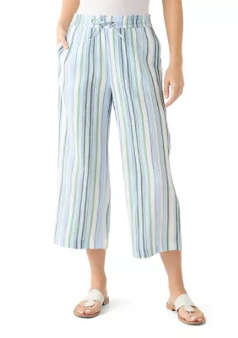 Women's High Rise Tie Waist Ankle Pants