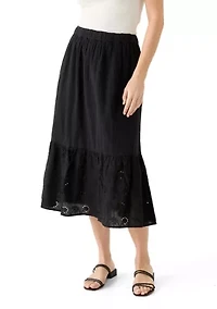 Women's Eyelet Midi Skirt