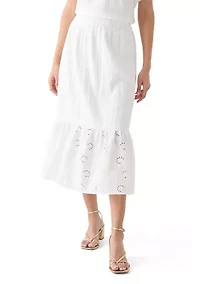 Women's Eyelet Midi Skirt