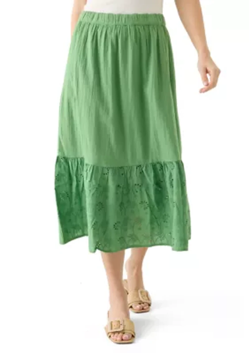 Women's Eyelet Midi Skirt