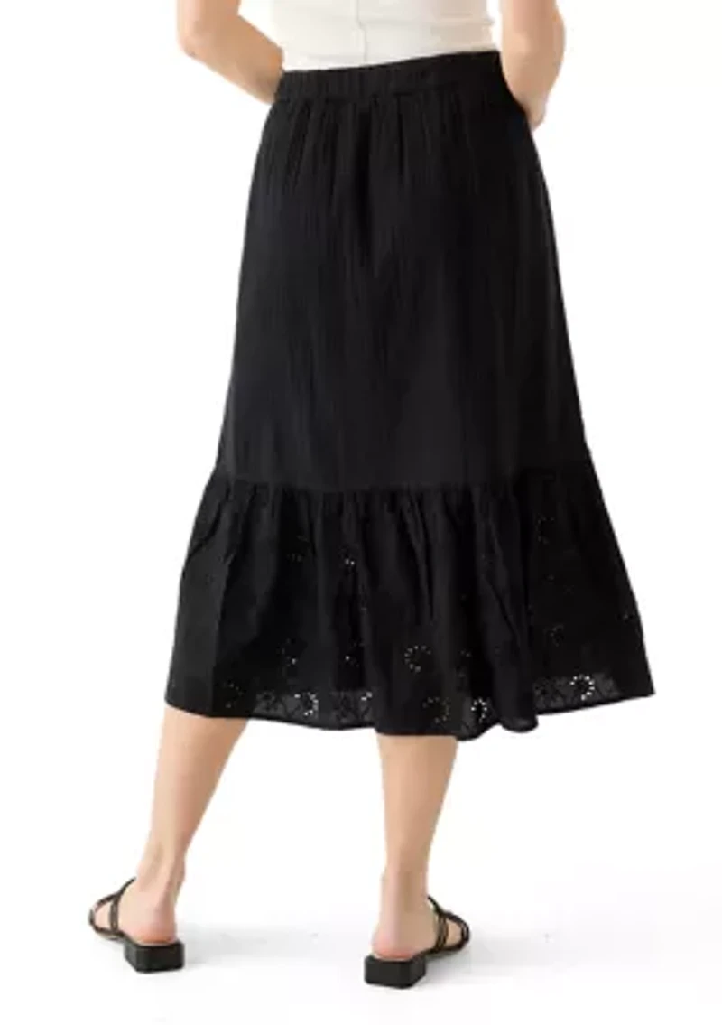 Women's Eyelet Midi Skirt