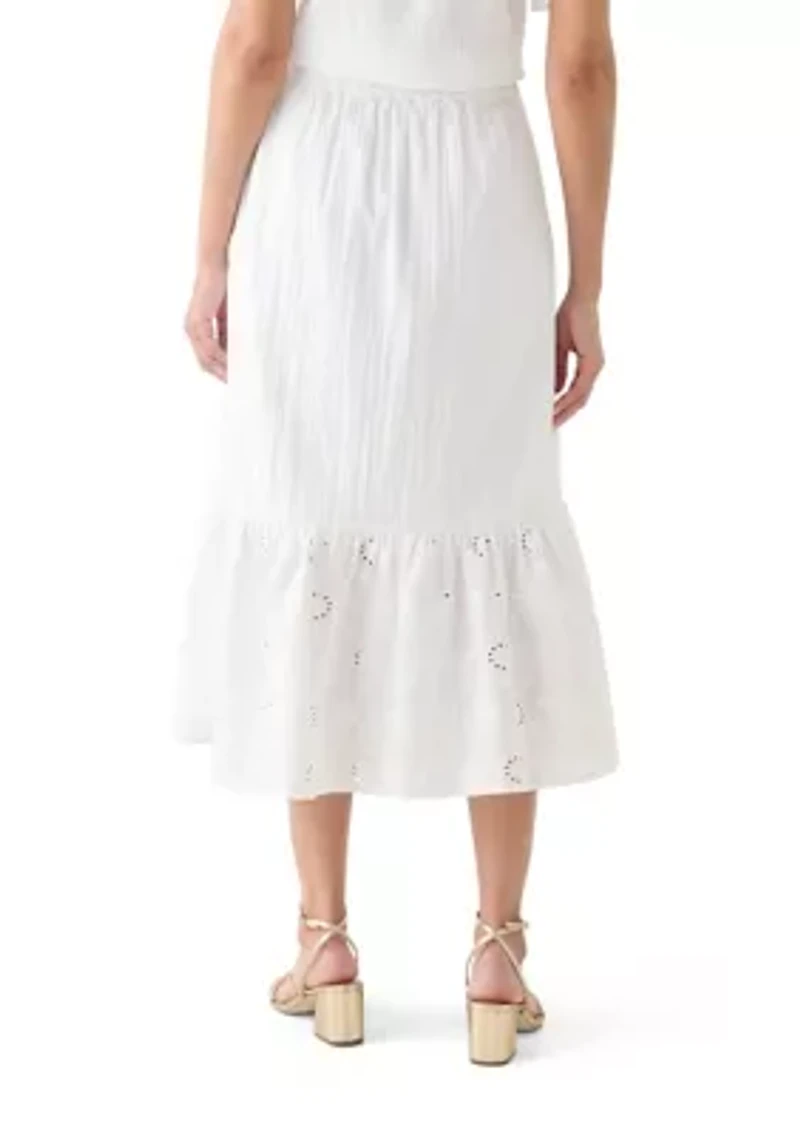 Women's Eyelet Midi Skirt