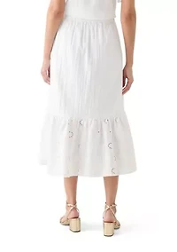 Women's Eyelet Midi Skirt