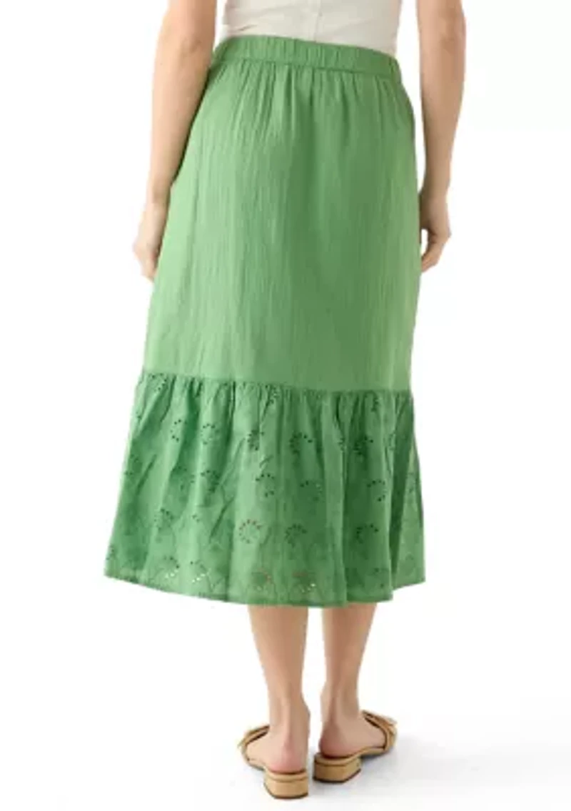 Women's Eyelet Midi Skirt