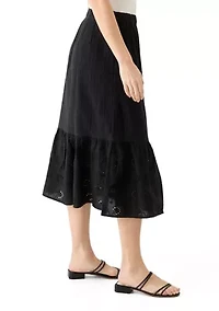 Women's Eyelet Midi Skirt