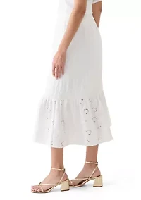 Women's Eyelet Midi Skirt