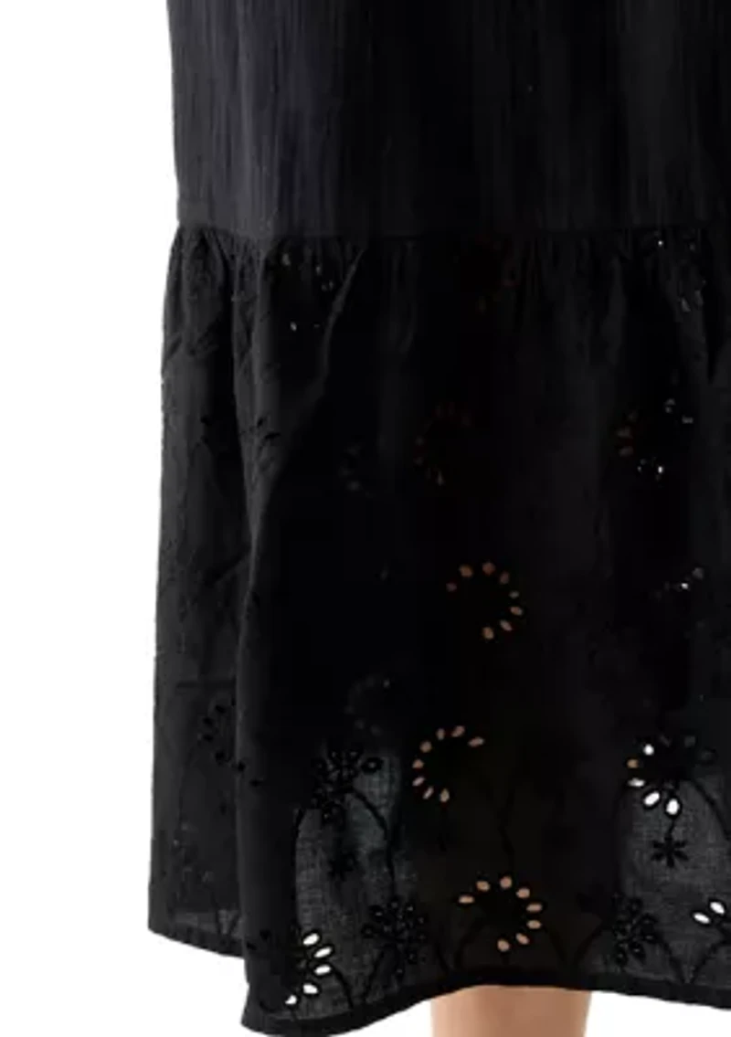 Women's Eyelet Midi Skirt
