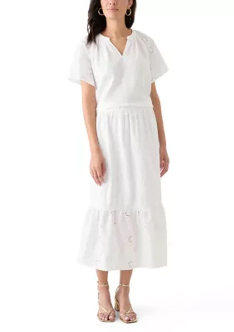 Women's Eyelet Midi Skirt