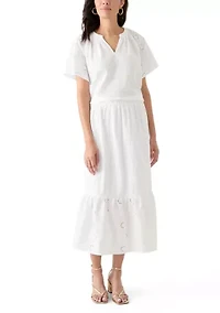 Women's Eyelet Midi Skirt