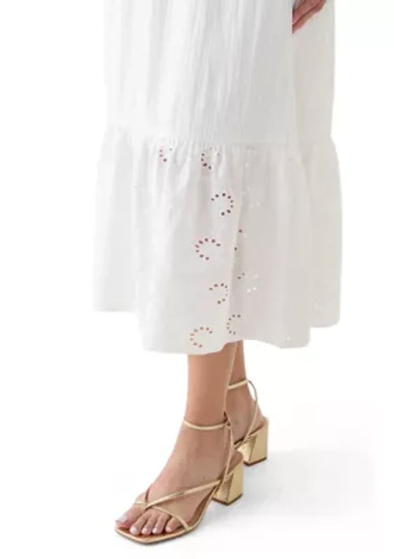 Women's Eyelet Midi Skirt