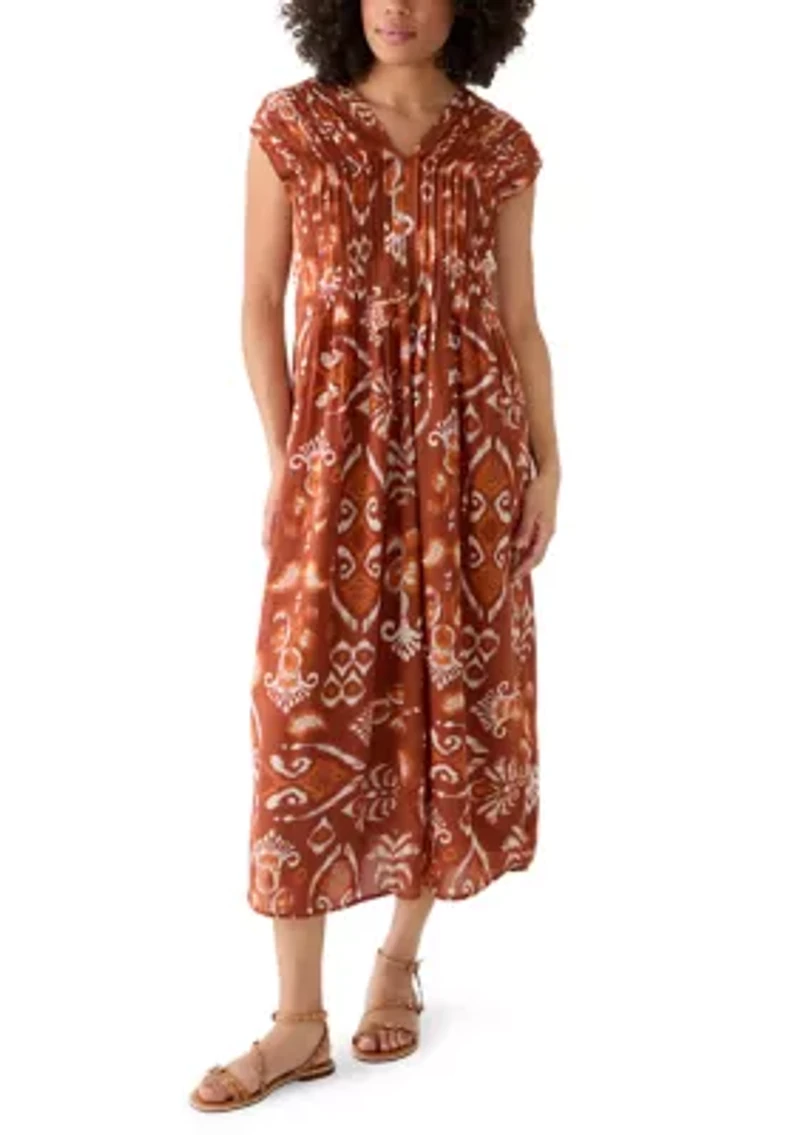 Women's Dolman Sleeve Pleated Midi Dress