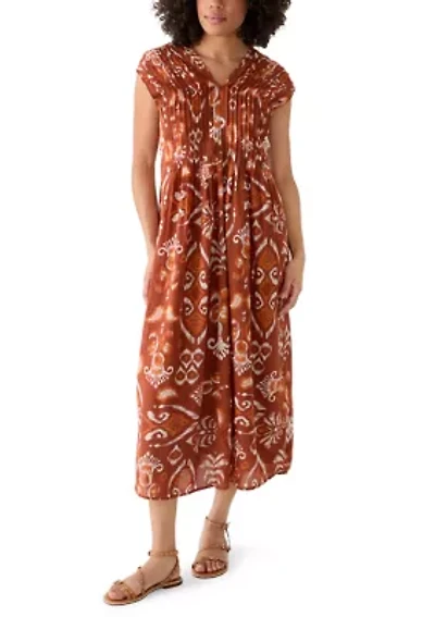 Women's Dolman Sleeve Pleated Midi Dress