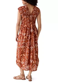 Women's Dolman Sleeve Pleated Midi Dress