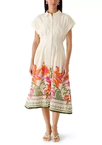 Women's Dolman Sleeve Pleated Waist Midi Dress