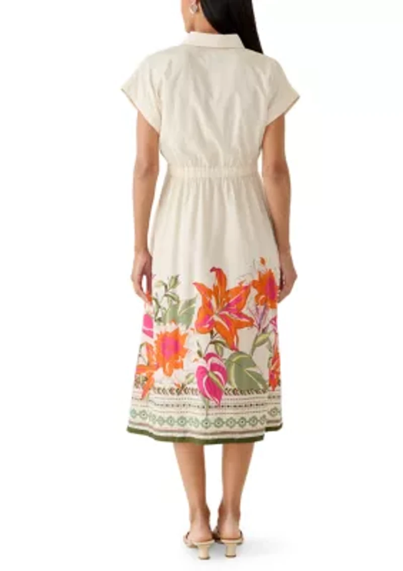 Women's Dolman Sleeve Pleated Waist Midi Dress
