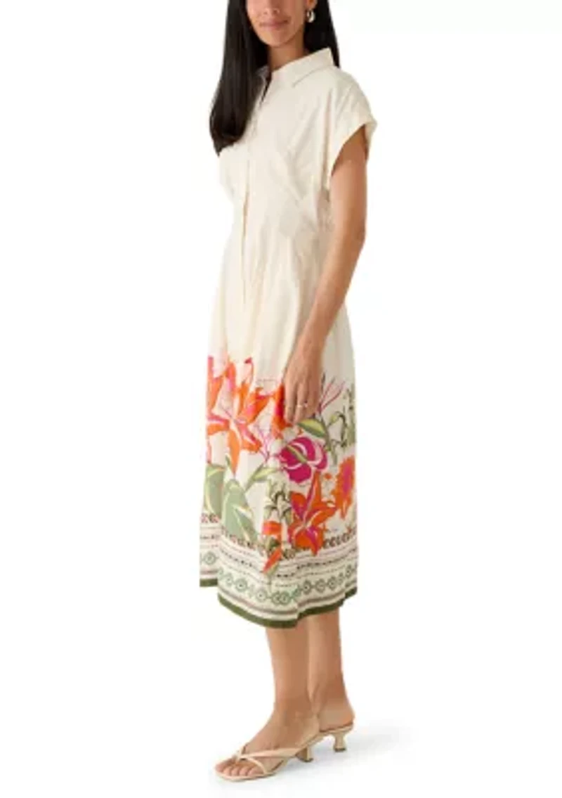 Women's Dolman Sleeve Pleated Waist Midi Dress